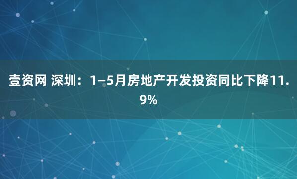壹资网 深圳：1—5月房地产开发投资同比下降11.9%